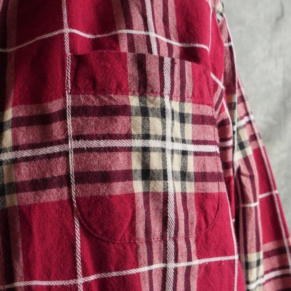 EUC MS LEE Long Sleeve Red Plaid Cotton Flannel Shirt BLOUSE wom Size LARGE anb - Picture 2 of 4